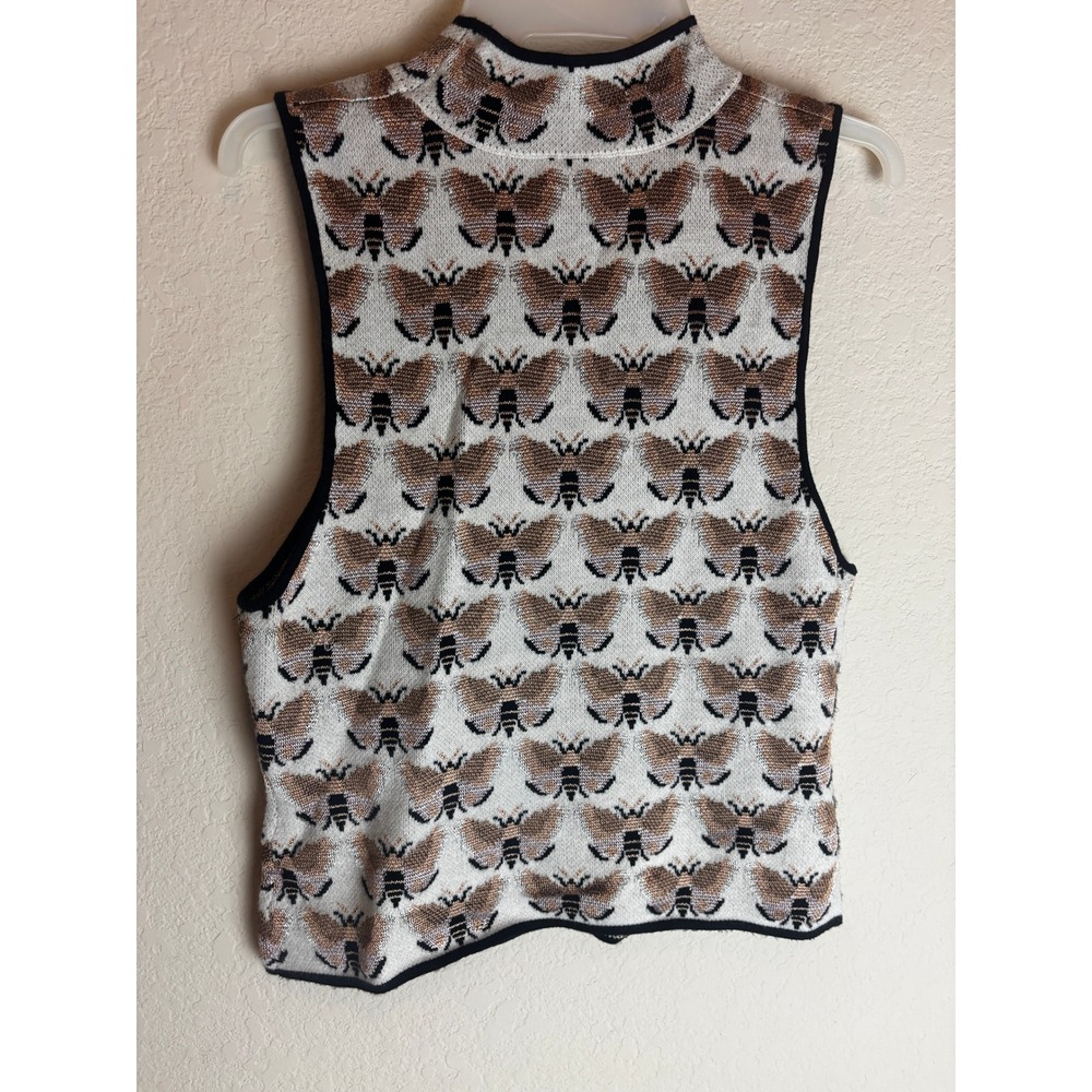 Maeve Sarah Gordon Anthropologie Bee Mock Neck Sleeveless Sweater Vest Small - Picture 3 of 7